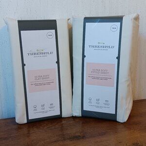 Threshold Ultra Soft Sheet Set (Fitted & Flat), TWIN, Sour Cream color